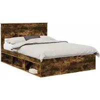 vidaXL Cadre de lit Chêne fumé 140 x 200 cm Pin massif
