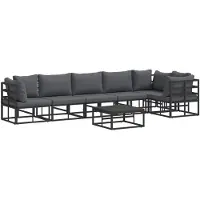 vidaXL Ensemble de canapé de jardin avec coussins 7 pcs noir aluminium