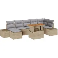 vidaXL Ensemble de canapé de jardin avec coussins 8 pcs Beige et Gris