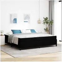 vidaXL Lit boxspring avec matelas noir 200 x 200 cm Tissu