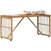 vidaXL Table d'extérieur Nature 80 x 40 x 40 cm en acier et rotin synthétique