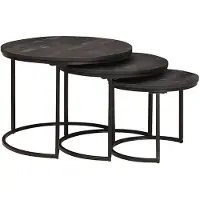 vidaXL Tables basses Nesting 3 pcs noir bois massif mangue et acier