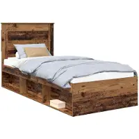 vidaXL Cadre de lit vieux bois 75 x 190 cm Pin massif