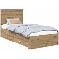 vidaXL Cadre de lit avec tête de lit Chêne Artisan 90 x 200 cm Bois composite