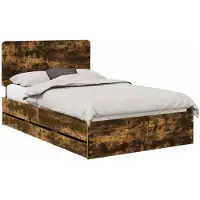vidaXL Cadre de lit Chêne fumé 120 x 190 cm Bois d'ingénierie
