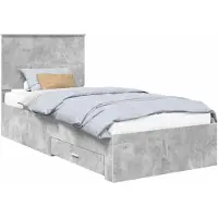 vidaXL Cadre de lit avec tête de lit Béton Gris 90 x 200 cm Bois composite