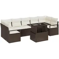 vidaXL Ensemble de canapé de jardin avec coussins 8 pcs brun et crème Poly-Rotin