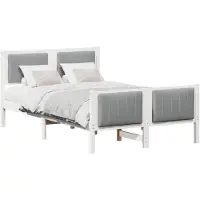 vidaXL Cadre de lit blanc et gris clair 120 x 190 cm pin massif