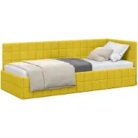 vidaXL Sommier d'angle avec tête de lit jaune 80 cm x 200 cm velours
