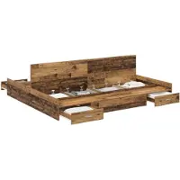 vidaXL Cadre de lit de rangement vieux bois 200 x 200 cm Bois composite