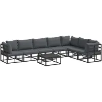 vidaXL Ensemble de canapé de jardin avec coussins 8 pcs noir aluminium