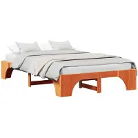 vidaXL Cadre de lit brun cireux 135 x 190 cm Pin massif
