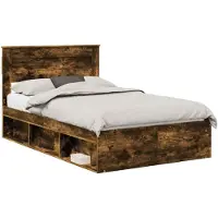 vidaXL Cadre de lit Chêne fumé 120 x 190 cm Pin massif