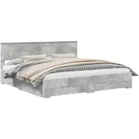 vidaXL Cadre de lit avec tête de lit Béton Gris 200 x 200 cm Bois composite