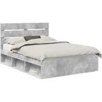 vidaXL Cadre de lit avec tête de lit béton 160 x 200 cm Pin massif