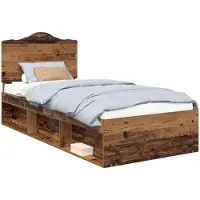 vidaXL Cadre de lit en vieux bois 100 x 200 cm Pin massif