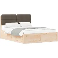vidaXL Cadre de lit avec tête de lit rembourrée Taupe 140 x 190 cm