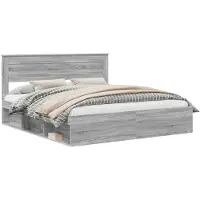vidaXL Cadre de lit gris Sonoma 200 x 200 cm Pin massif