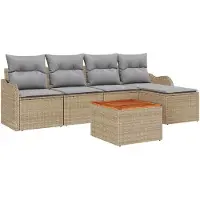 vidaXL Ensemble de canapés de jardin , 6 pièces, en résine tressée, beige et gris clair
