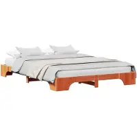 vidaXL Cadre de lit brun cireux 150 x 200 cm Pin massif