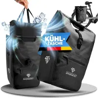RADGEIST sacoche vélo pour porteur I sacoche vélo shopper avec sac isotherme amovible I sac messager & sac shopping 22-28 litres - noir