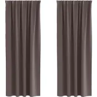vidaXL Rideaux occultants avec anneaux 2 pcs brun foncé