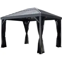 50nrth Kiosque de jardin Sojag Kiruna 1012 en métal avec moustiquaire, 3 x 3,5 m