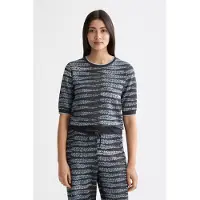 Scotch & Soda Lurex Jacquard Knitted Short Sleeve T-shirt Gris S Femme