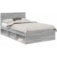 vidaXL Cadre de lit gris Sonoma 120 x 190 cm Pin massif