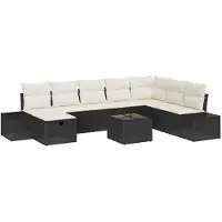 vidaXL Ensemble de canapés de jardin , 9 pièces, noir, en résine tressée