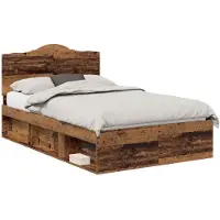 vidaXL Cadre de lit en vieux bois 135 x 190 cm Pin massif