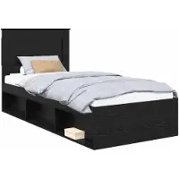 vidaXL Cadre de lit noir 75 x 190 cm Pin massif