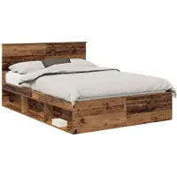 vidaXL Cadre de lit en vieux bois 140 x 190 cm Pin massif