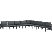 vidaXL Ensemble de canapé de jardin avec coussins 9 pcs noir acier