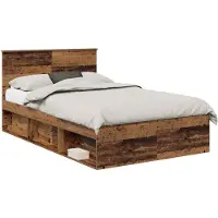 vidaXL Cadre de lit avec tête de lit vieux bois 135 x 190 cm Bois composite