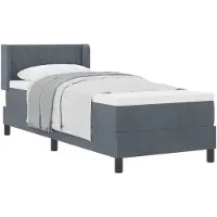 vidaXL Lit boxspring avec tête de lit, gris foncé, 200 x 80 cm, velours