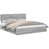vidaXL Lit de rangement gris Sonoma 180 x 200 cm Bois composite