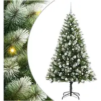 vidaXL Sapin de Noël artificiel à charnière avec neige en flocons