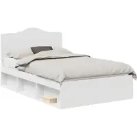 vidaXL Cadre de lit avec tête de lit Blanc 120 x 200 cm Pin massif