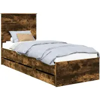 vidaXL Cadre de lit Chêne fumé 75 x 190 cm Bois d'ingénierie
