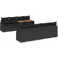 vidaXL Ensemble de canapé de jardin avec coussins 7 pcs noir