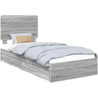 vidaXL Lit de rangement gris Sonoma 90 x 190 cm Bois composite