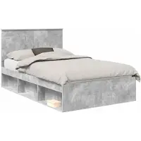 vidaXL Cadre de lit avec tête de lit béton 120 x 190 cm Pin massif