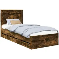 vidaXL Cadre de lit Chêne fumé 100 x 200 cm Bois d'ingénierie