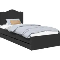 vidaXL Cadre de lit avec tiroirs Noir 75 x 190 cm Bois d'ingénierie