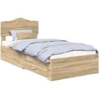 vidaXL Cadre de lit avec tête de lit Chêne Sonoma 90 x 190 cm Bois composite