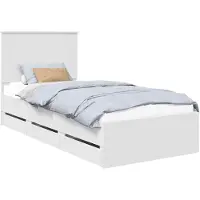 vidaXL Cadre de lit avec tiroirs blanc 75 x 190 cm Ingénieurs bois