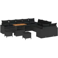 vidaXL Ensemble canapé de jardin 13 pcs noir poly rotin