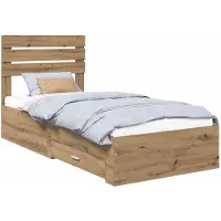 vidaXL Cadre de lit avec tiroirs avec tête de lit en bois composite