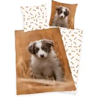 Herding Parure de lit avec chien chiot135 x 200 cm 80 x 80 cm 100% coton